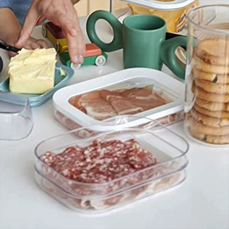 Refrigerated Crisper With Lid Food-grade Frozen Plastic Crisper Transparent Storage Box For Kitchen Refrigerator Fresh Bowl