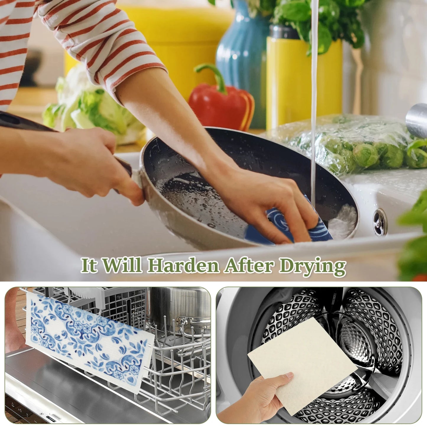6PCS/Set Kitchen Dish Towels Absorbent Swedish Dishcloths Kitchen Dish Rags Soft Non-woven Cloths for Washing Dishes Cleaning
