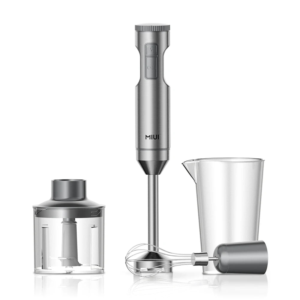 MIUI Hand Immersion Blender 1000W Výkonný 4-in-1, mixér potravin z nerezové oceli, 700 ml mixové kádinky, 500ml procesor, šlehač