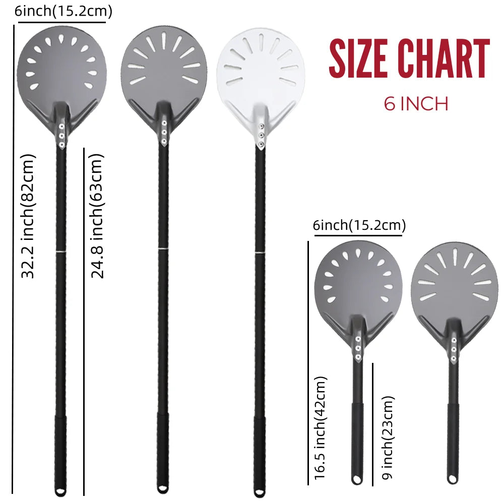 6&12 13 14 Inch Pizza Set Perforated Shovel Paddle Pizza Oven Turning Peel Hard Anodized Pizza Baking Kitchen Tool Spatula