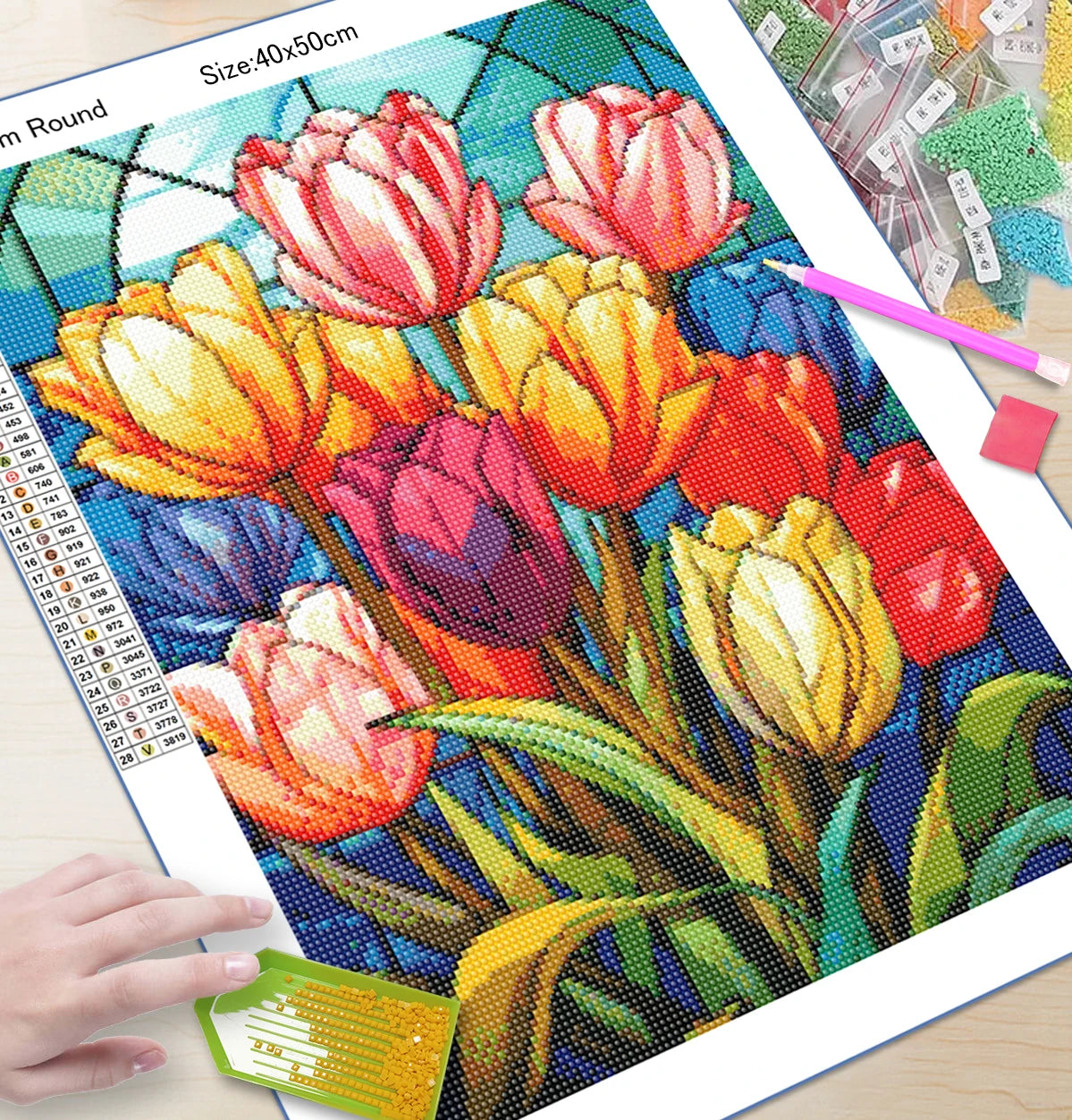 5D DIY Diamond Painting Tulip Flower Full Round Diamond Mosaic Embroidery Cross Stitch Kit Home Decoration Art Hobbies Gifts