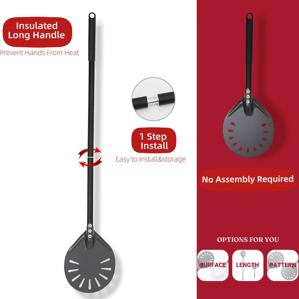 6&12 13 14 Inch Pizza Set Perforated Shovel Paddle Pizza Oven Turning Peel Hard Anodized Pizza Baking Kitchen Tool Spatula