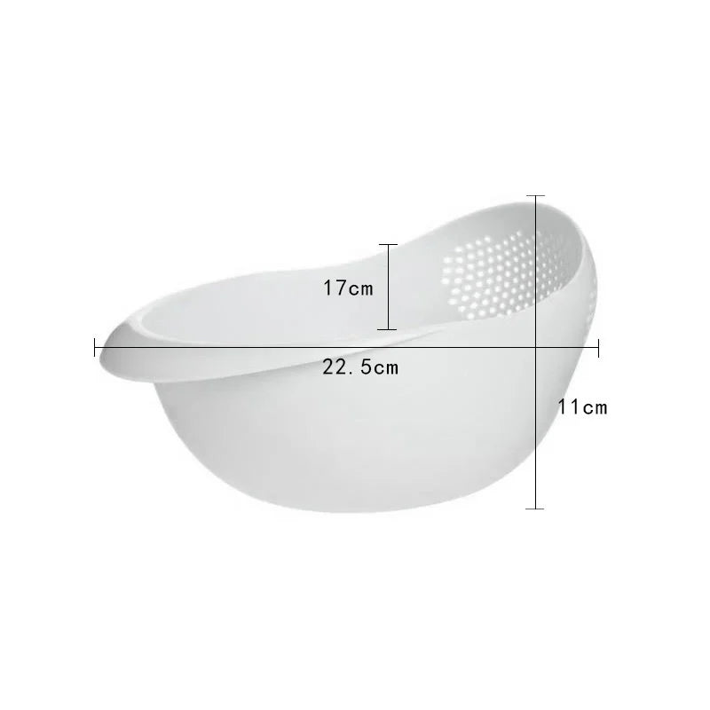 Rice silakesch Plastiks-Kichen Kichen Drain Kuerf mat Handelen Reisbecher Béiebriecher Sträif ënnerzegoen
