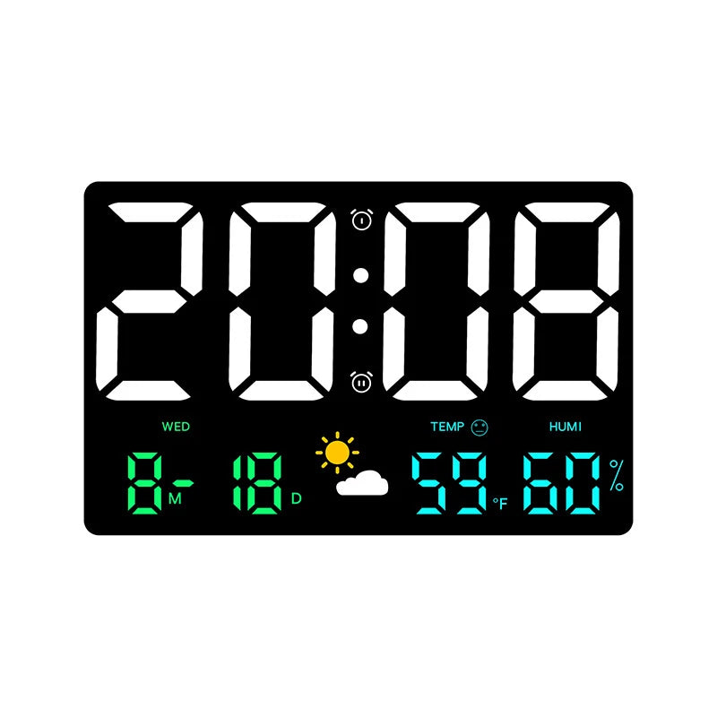 Hochdefinition mit großer Bildschirmtemperatur und Luftfeuchtigkeitsanlage Wetteruhr Multifunktion Farbe Digital Wecker