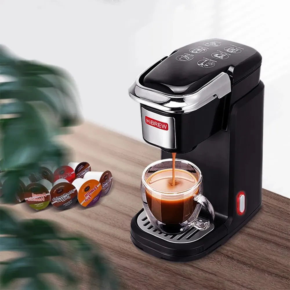 Hibrew Filter Coffee Machine Brewer за K-Cup Capsule & Ground Coffee, производител на чай за чай за гореща вода единичен сервиз кафемашина
