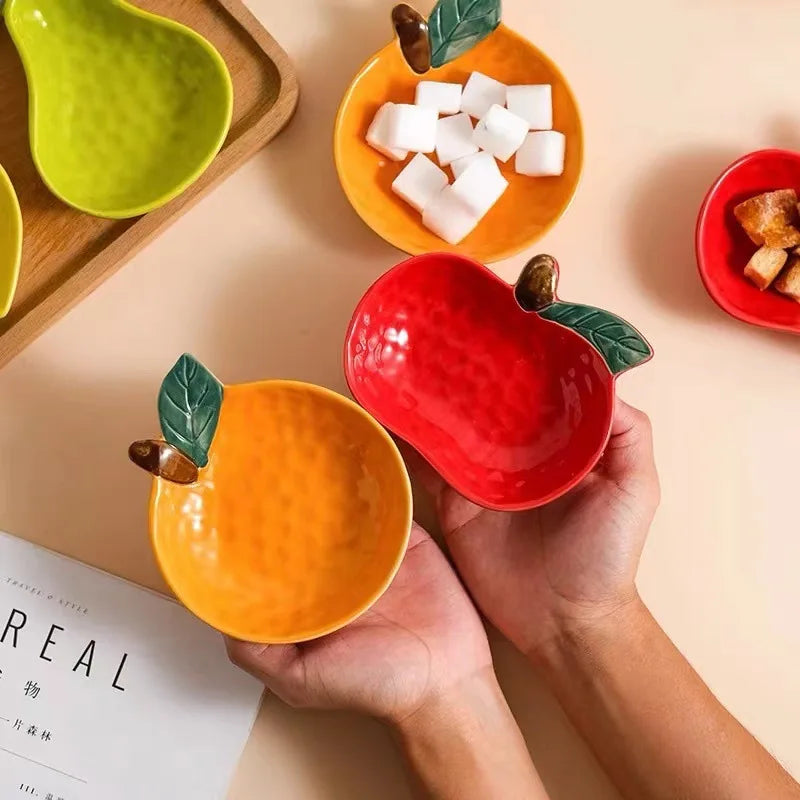 Fruit Shape Sauce Dish Ceramic Seasoning Dipping Bowl Ketchup Soy Vinegar Dip Dish Fruit Salad Butter Plate Tableware Decoration