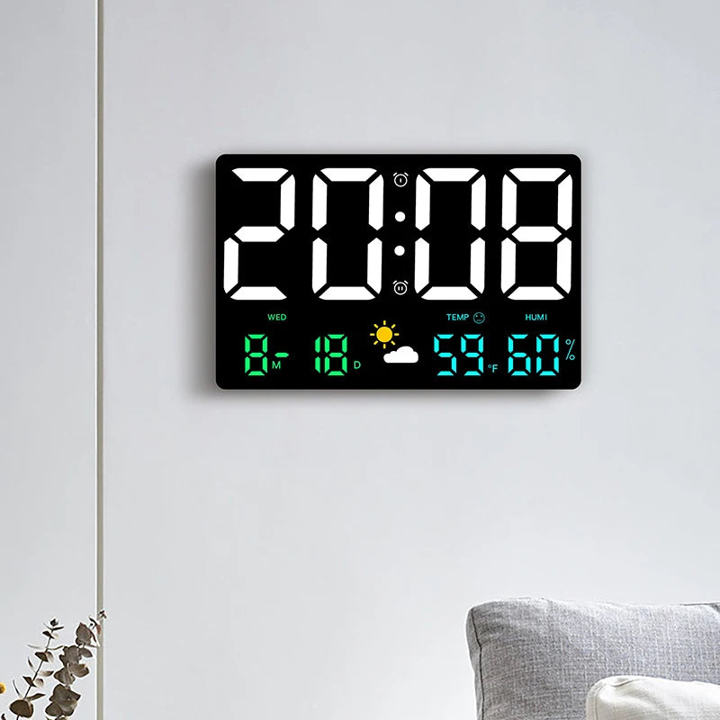 Hochdefinition mit großer Bildschirmtemperatur und Luftfeuchtigkeitsanlage Wetteruhr Multifunktion Farbe Digital Wecker