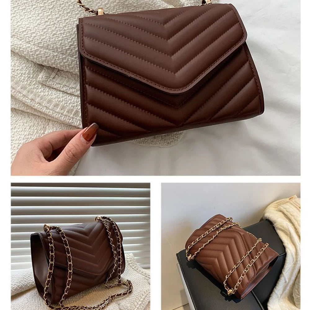 Women's One Shoulder Fashion Retro Small Square Bag Crossbody Handbag Minimalist Style Women's Chain Bag Suitable for Travel-ll