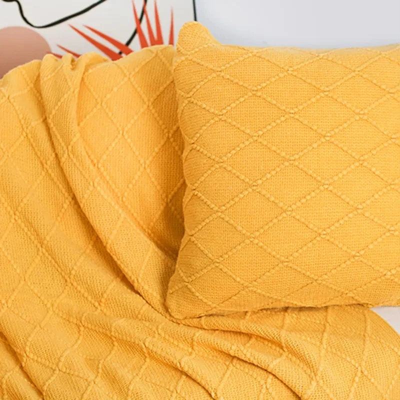 Nordic Knitted TV Blankets Bed End Decor Drop Ship Shawl Sofa Blanket with Tassels Scarf Sofa Emulation Fleece Throw Blanket