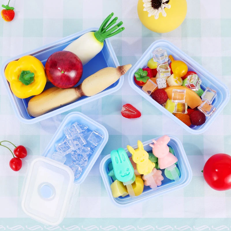 Silicone dobring bento box 3pcs/conjunto de lancheiras portáteis dobráveis para alimentos para alimentos contêineres de alimentos tigela de lancheira