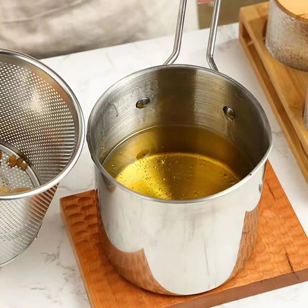 Fryer Deep Fryer 304 Friptură din oțel inoxidabil cu coș de prăjire oală alimentară auxiliară pentru a adânci aparat japonez pentru bucătărie pentru bucătărie