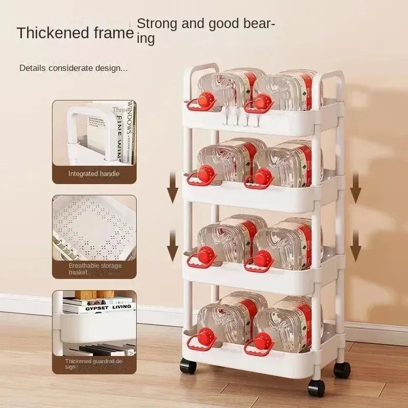 Bodenmontierte Riemenscheibe Schieber Speicher Rack Home Küche Badezimmerstudienraum Speicher Rack Mehrschicht bewegbarer Aufbewahrungsregal Rack Rack