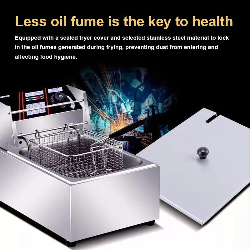 DMWD Electric Deep Fryry nerūsējošā tērauda komerciālā elektriskā ceptuvju mājsaimniecības čipsi Frys Pan Fran frī izgatavošanas mašīna 6L ES