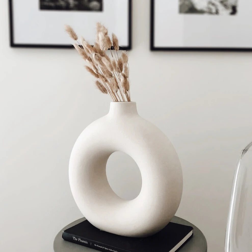 Noordse vaas cirkelvormige holle keramische donuts bloem pot huis woonkamer decoratie accessoires interieur kantoor bureaublad decor cadeau