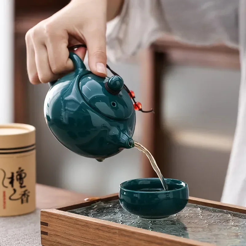 Kungfu Tea Set Incenso Burner Gift Box cerimonia una pentola a quattro tazze Can Sandalwood Slustra Ceramica cinese Portante nella barra della tazza d'auto