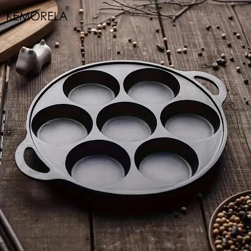 7 Hole Frying Pot Cast Iron Skillet Omelet Pan Non-Stick Egg Pancake Steak Pan Kitchen Cooking Ham Pans Breakfast Maker Cookware