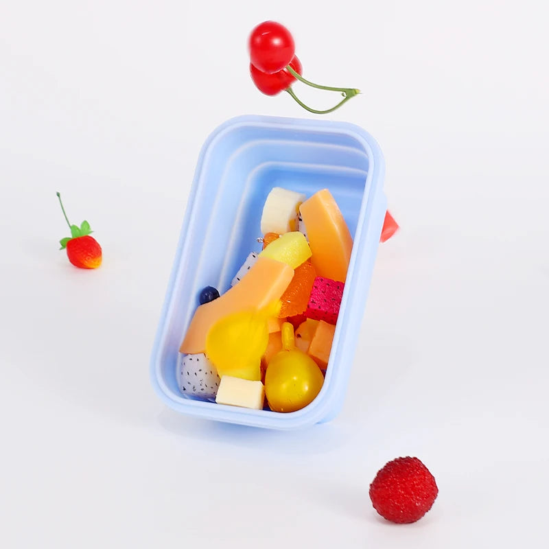 Silicone dobring bento box 3pcs/conjunto de lancheiras portáteis dobráveis para alimentos para alimentos contêineres de alimentos tigela de lancheira