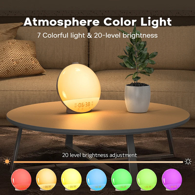 Wake Up Light Alarm Clock Sunrise/Sunset Simulation Digital Clock with Night Light FM Radio Desk Clocks Niditon
