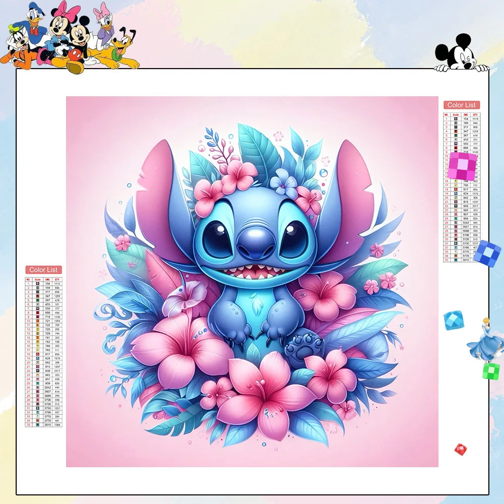 Disney DIY Diamond Mosaic Stitch Full Square Round Diamond Painting Cartoon Flower New 2024 Creative Hobbies Wall Art