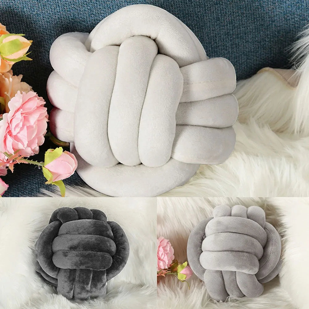 Warm Nordic Style Round Pillow Cushion Velvet Knotted Cushion Solid Baby Rest Sleep Dolls Stuffed Kid Adult Bedroom Decor