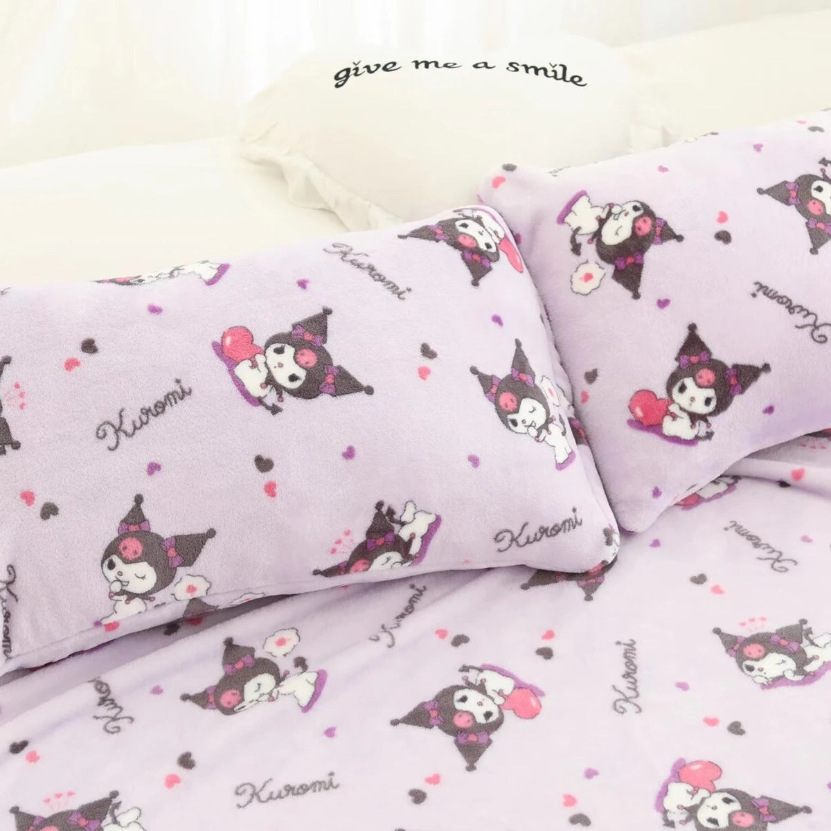 Lovely Kuromi Blanket Japanese Anime Flannel Blanket Warm Blanket Leg Blanket Office Bedroom School Nap Blanket Summer Quilt