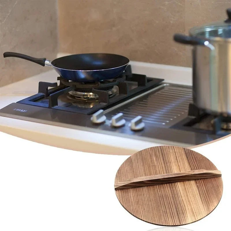 30-36cm China Traditional Wooden Drop Lid Wok Cover Large Carbonized Wood Cover Jar Cookware Parts Kitchen Utensil