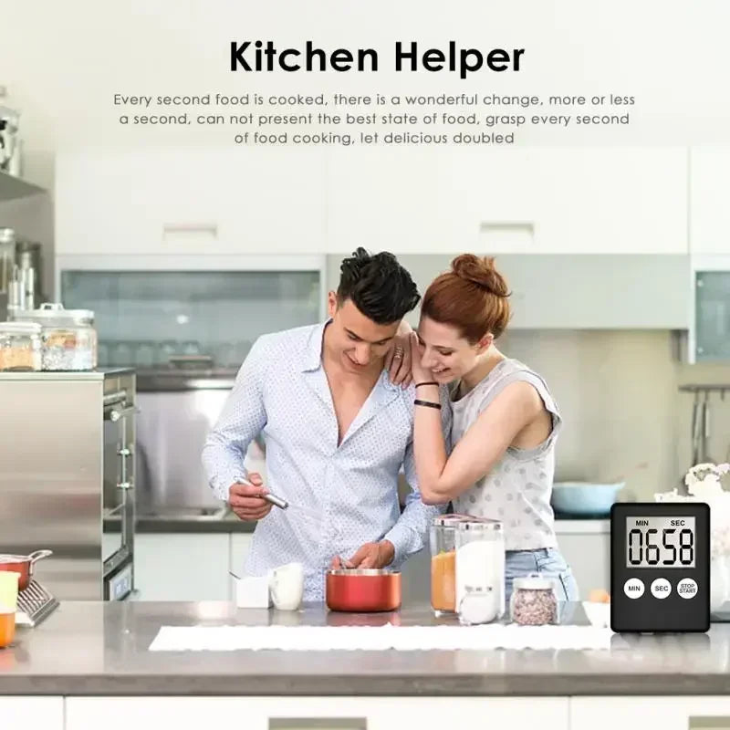 Magnet Kitchen Cooking Timers LCD Digital Screen Square Count Up Countdown Alarm Clock For