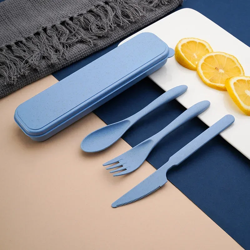 Wheat Strawware Tableware Travel Tableware Definir Plástico Conjunto de Plástico de 3 peças