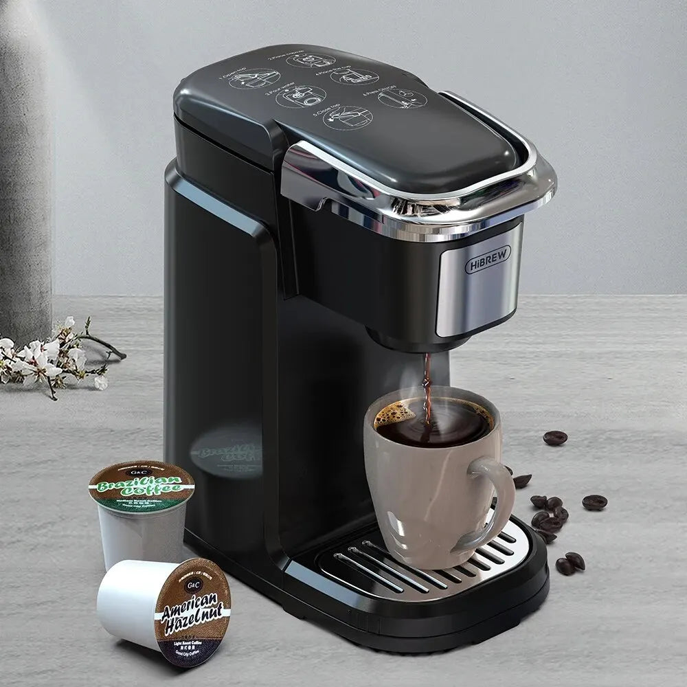 Hibrew Filter Coffee Machine Brewer за K-Cup Capsule & Ground Coffee, производител на чай за чай за гореща вода единичен сервиз кафемашина