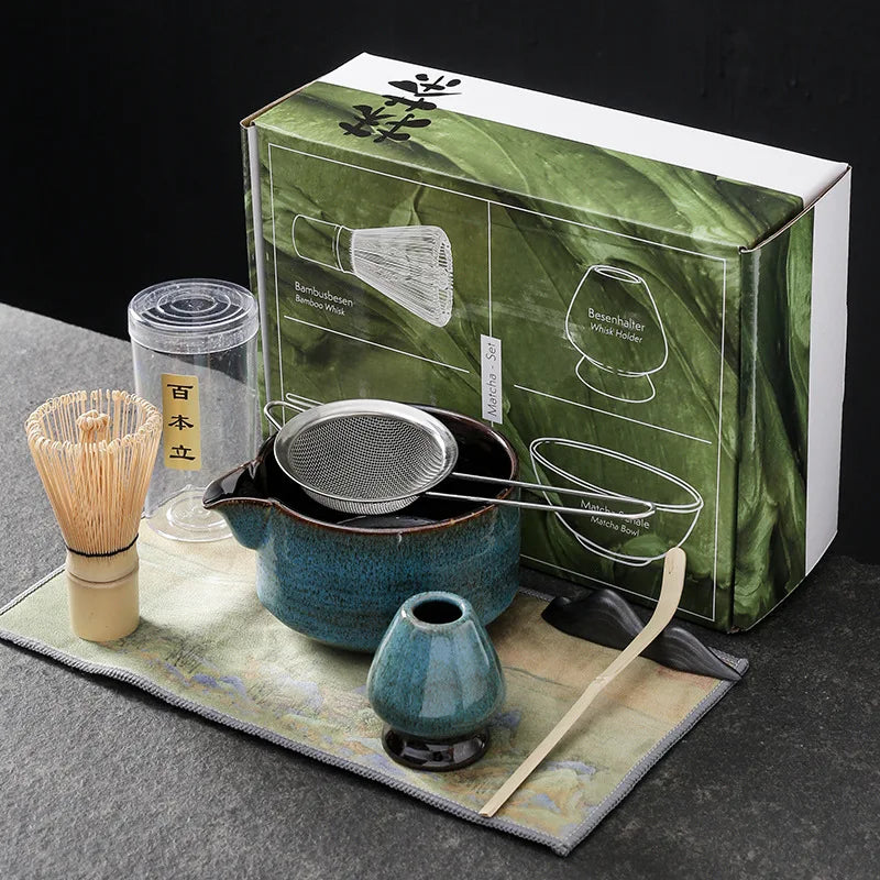 4-7pcs/set Handmade Matcha Tea Set Tool Retro Home Easy CleanStand Kit Bowl Whisk Scoop Traditional Ceremony Gift