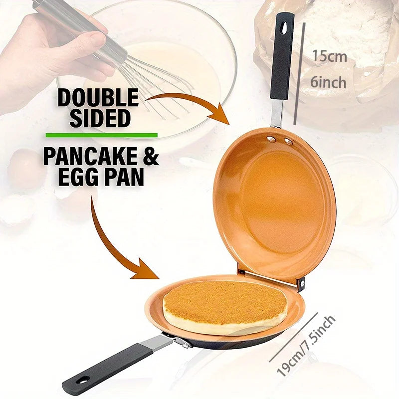 Double Side Frying Pan Green Non-stick Flip Frying Pan With Ceramic Coating Pancake Maker For Household Kitchen Cookware