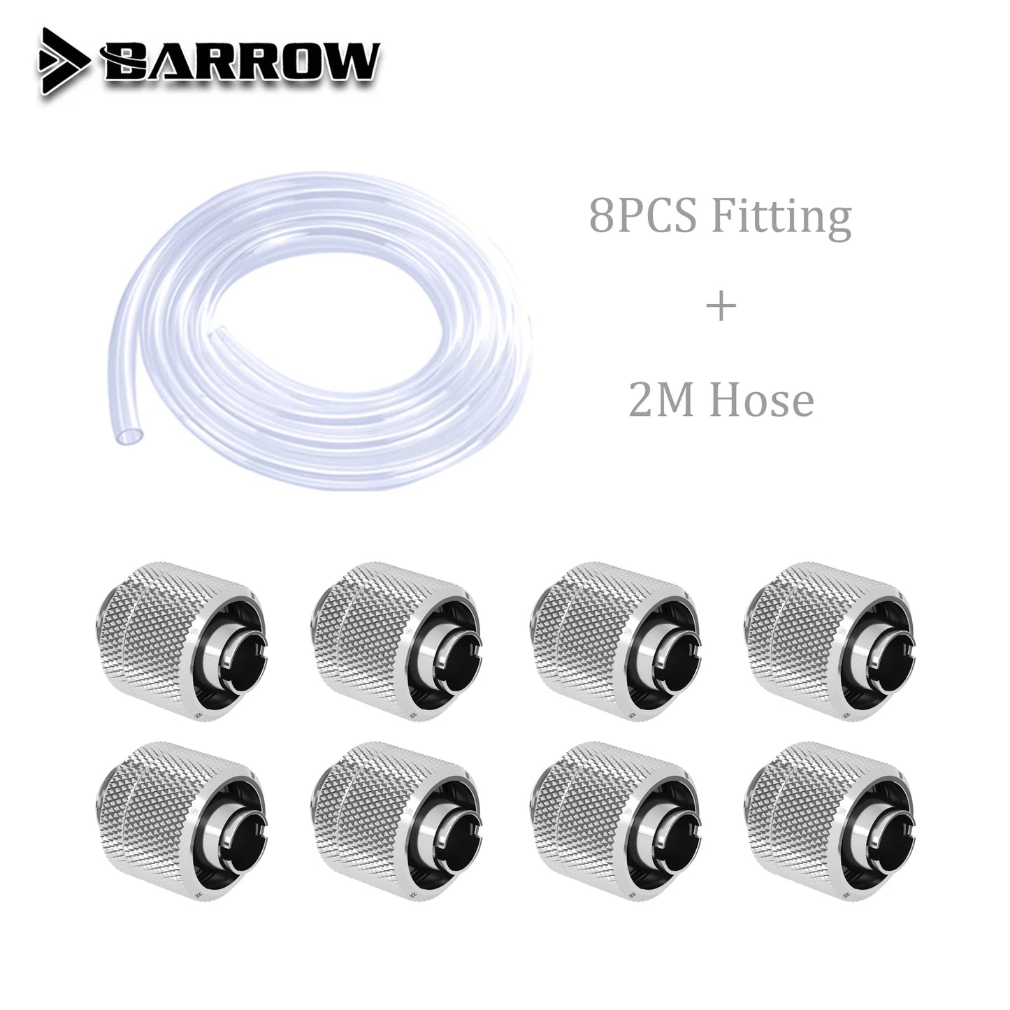 Barrow Soft Tube Fittings Combo Kit 3/8''Thick 9.5*15.9mm/9.5*12.7mm PC Water Cooling System,Black White Silver Gold