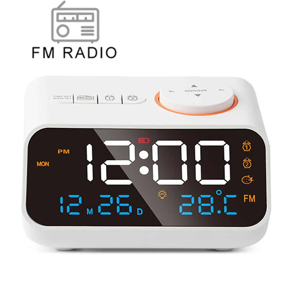 Ceas de alarmă LED Radio Mordern FM pentru a se trezi noptiere. Calendar digital de tabel cu temperatură termometru umiditate higrometru.