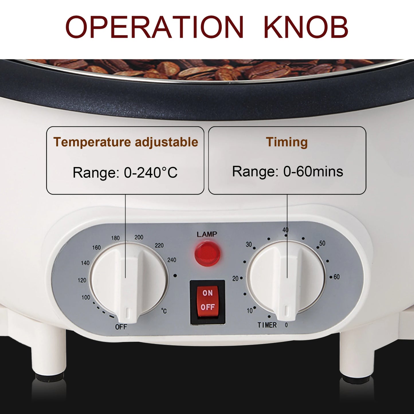 Electric Coffee Bean Roaster Coffee Baked Peanut Beans Baking Stove Popcorn Make Dryer Roasting Machine Grain Drying Sonifer