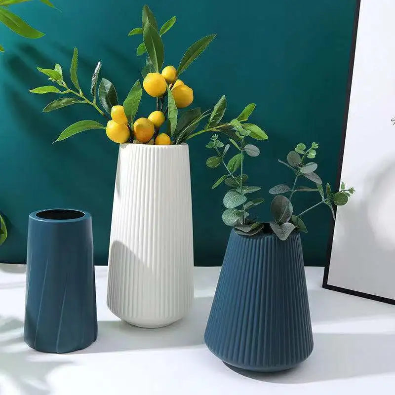 Morandi Plastic Vase Living Room Decoration Ornaments Modern Origami Plastic Vases for Flower Arrangements Home Decoration