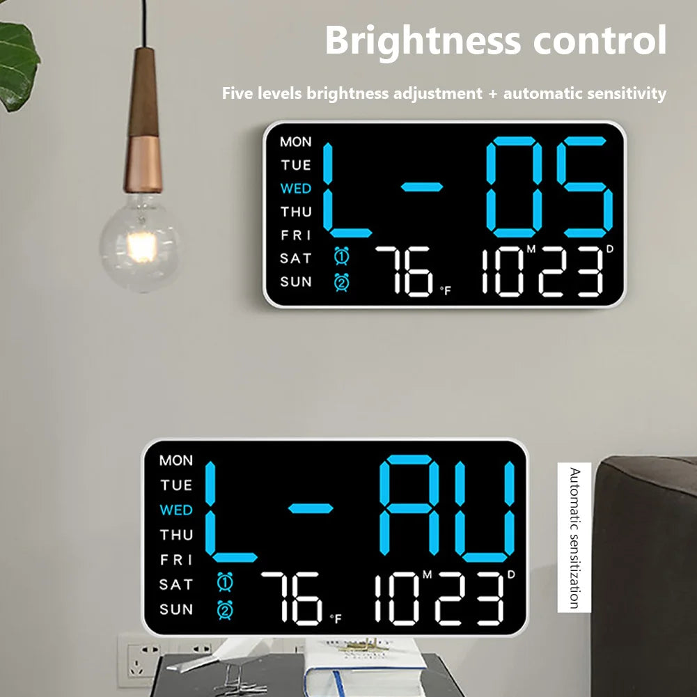 LED Screen Digital Wall Clocks 12/24H Table Clock with Adjustable Brightness Electronic Alarm Clock For Home Living Room Decor