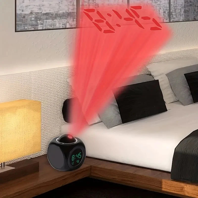 Multifunkční projekce Chime Clock LED LED SVĚTLA Projekce Alarm Hlasové hlasové hlasové hodinové projekce hodin