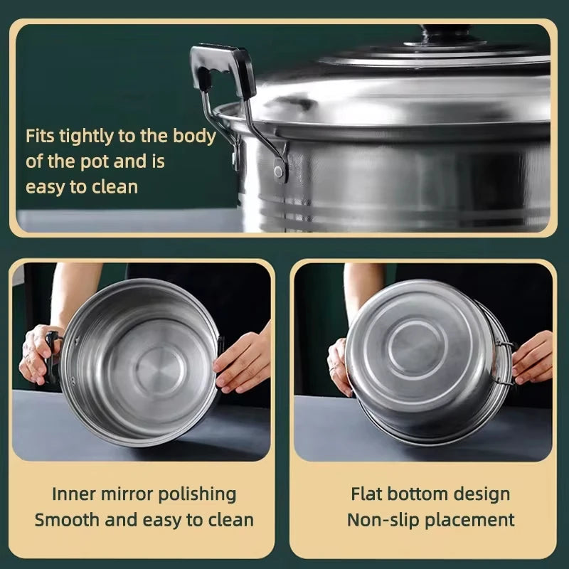 5pcs/set Stainless Steel Pots 16/18/20/22/24cm Soup Pot Nonmagnetic Cooking Cookware Non Stick Pan Induction Cooker Pot
