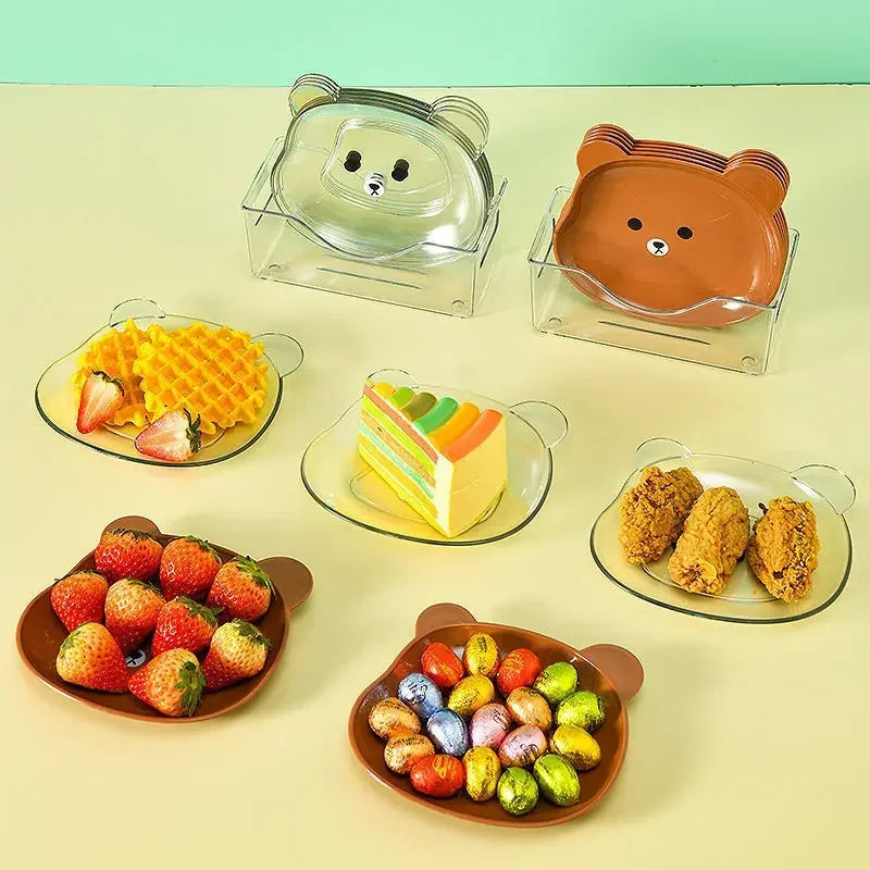 Little Bear Dinner Plate Cartoon Shape Bear Spit Bone Dish Desktop Trash Tray Snack Food Residue Fruit Plate Kitchen Tableware