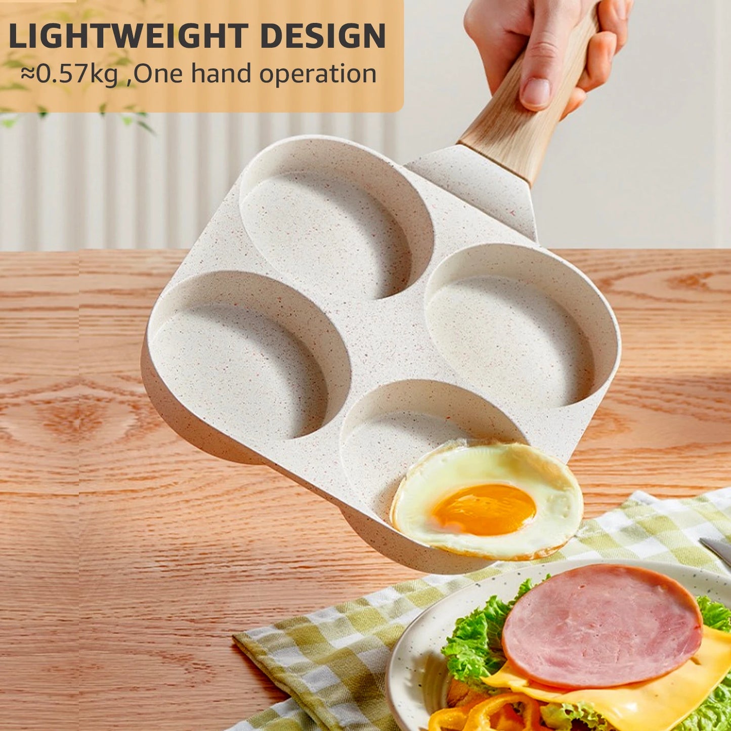 4 Hole Omelet Pan Frying Pot Thickened Nonstick Egg Pancake Steak Cooking Pan Hamburg Bread Breakfast Maker Induction Cookware