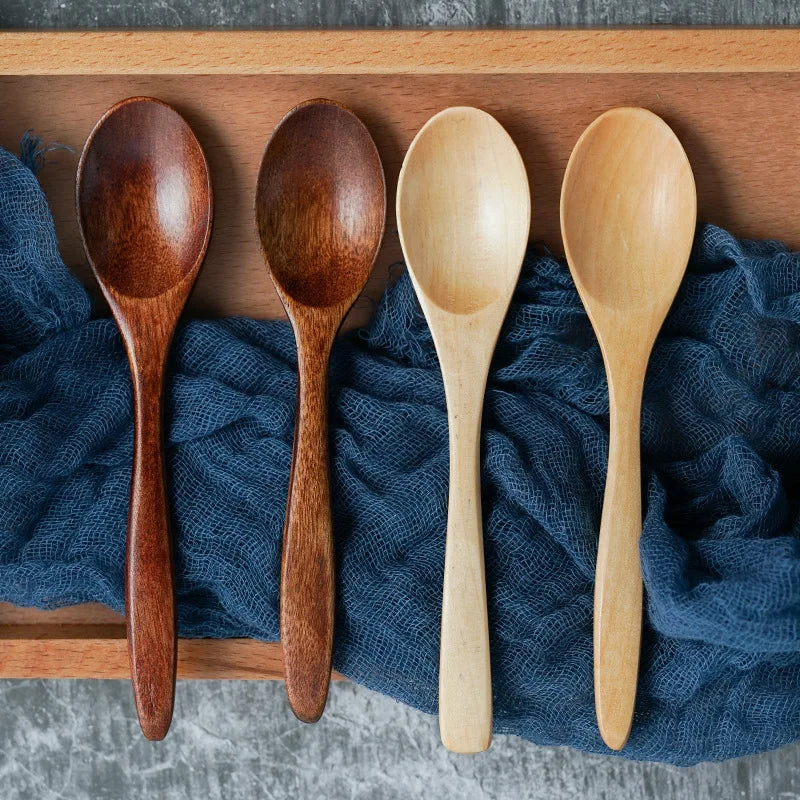 Colher de madeira de madeira colher de mesa colher anti-escaldas café mexendo colheres de cozinha cozinha utensília de sopa de sopa de sopa cucharas 숟가락