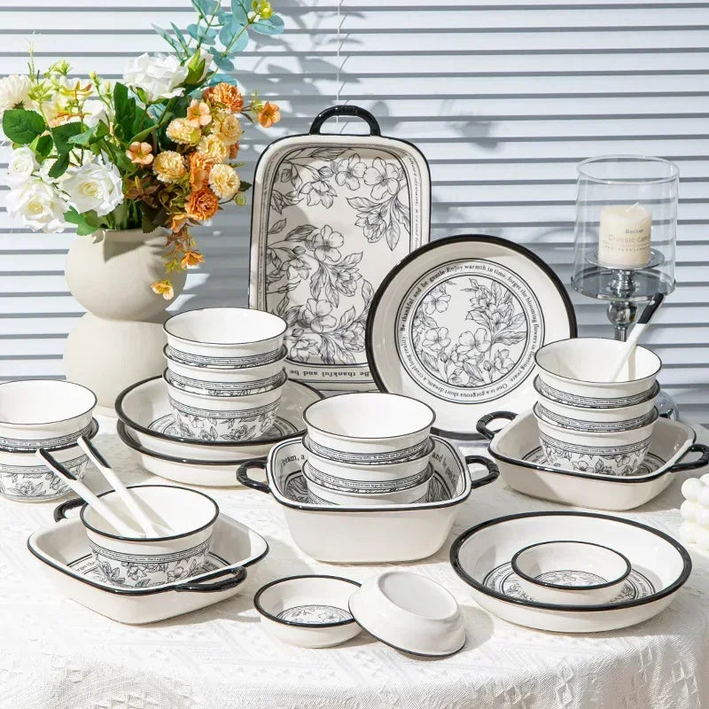 Bowl Set Household High Beauty Ceramic Tableware Gift Box【20pcs】