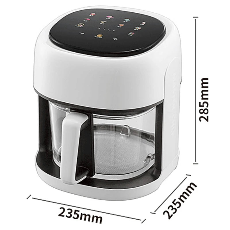 Smart Electric Air Fryer stor kapasitet Konveksjon Ovn frityrgryter uten oljekjøkken 360 ° bakervarer synlig vindu Hjemmeapparat
