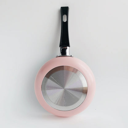 Pink Pot 6.5inch Non-Stick Stockpot Frying Pan Flat Cookware Kitchen Utensils For Daily Cooking Complementary Food