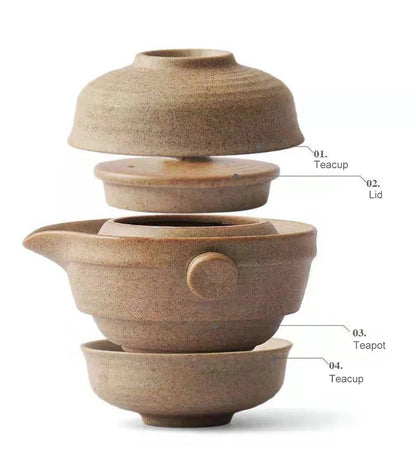 Chinese Kung Fu Tea Set 1teapot 2teacups Travel Ceramic Pottery Tea Cups  For Teaware Outdoor Tea Cups Of Tea Ceremony