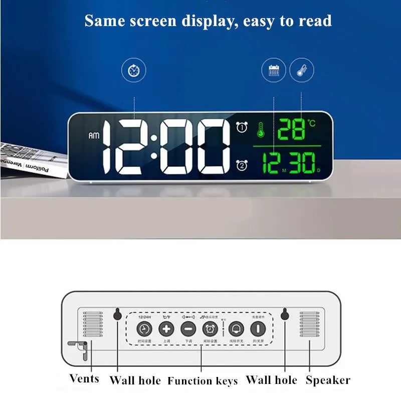 LED Digital despertador de alarma Temperatura Pantalla Snoteze USB Desktop Strip Strip Guecillos LED para decoración de la sala de estar