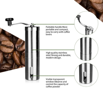 Manuaalinen kahvimylly 5CORE/7CORE BURR Kannettavan kahvimyllyn säädettävä espressovalmistaja Ruostumattomasta teräksestä