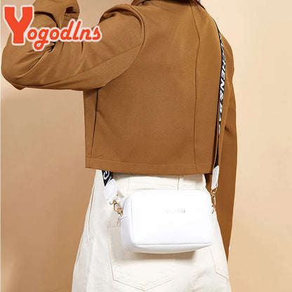 Yogodlns mode kleine vierkante tas voor vrouwen pu lederen schouder messenger tas letter riem crossbody tas trendy handtas bolsa