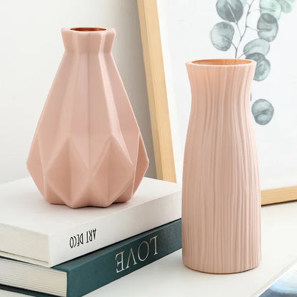 Plastikowy wazon dom do dekoracji biały imitacja ceramiczne rośliny kwiatowe koszyk Nordic Wedding Dekoracyjny stół do jadalni sypialnia