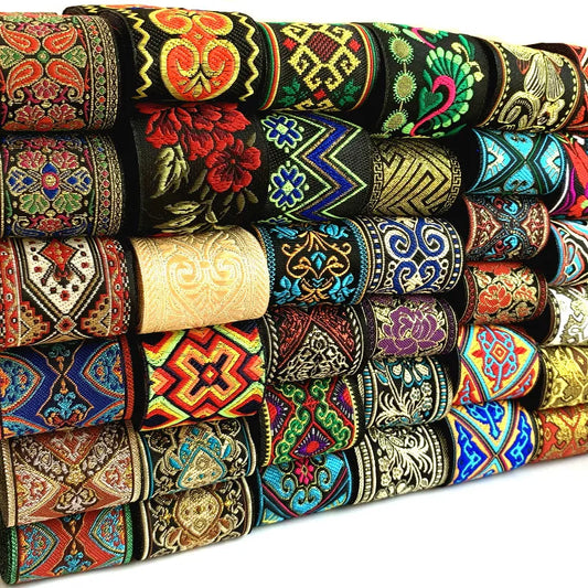 HOT 3 Yards 5CM Vintage Ethnic Embroidery Lace Ribbon Boho Lace Trim DIY Clothes Bag Accessories Embroidered Fabric Custom